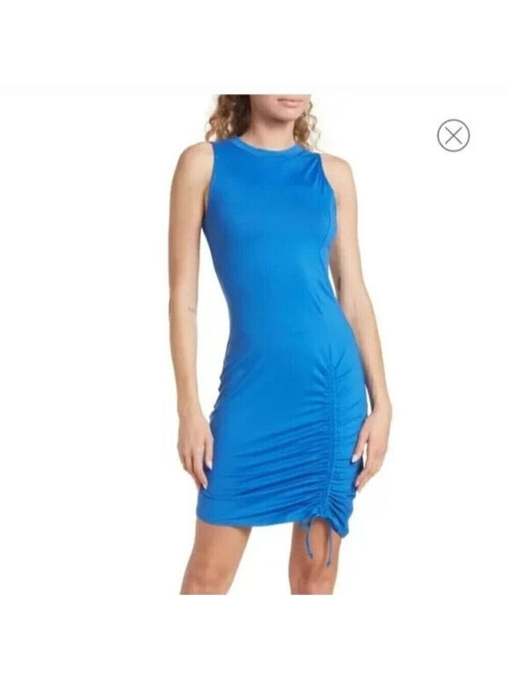 Socialite Women tank blue side ruched Dress BNWOT sz Xlarge side ruched